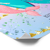 Letter Kモノグラムウォーターカラーキュートマーメイド子供部屋 ポスター (角)