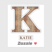 Letter K木目のテクスチャ(名前をカスタムするシール付) シール (シート)