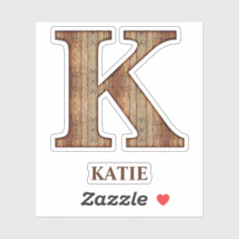 Letter K木目のテクスチャ(名前をカスタムするシール付) シール
