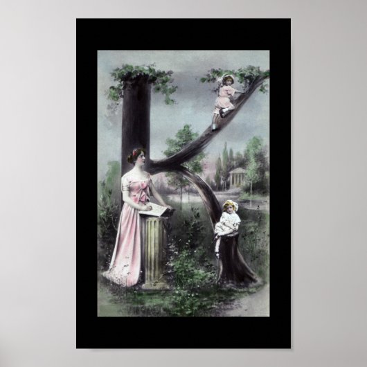 LETTER K -ヴィンテージモノグラム文字はがきアート ポスター (正面)