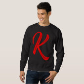 Letter K Alphabet Large Red Graphic Initial スウェットシャツ (正面フル)