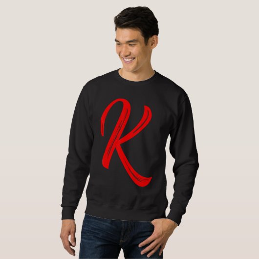 Letter K Alphabet Large Red Graphic Initial スウェットシャツ (正面フル)