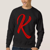 Letter K Alphabet Large Red Graphic Initial スウェットシャツ (正面)