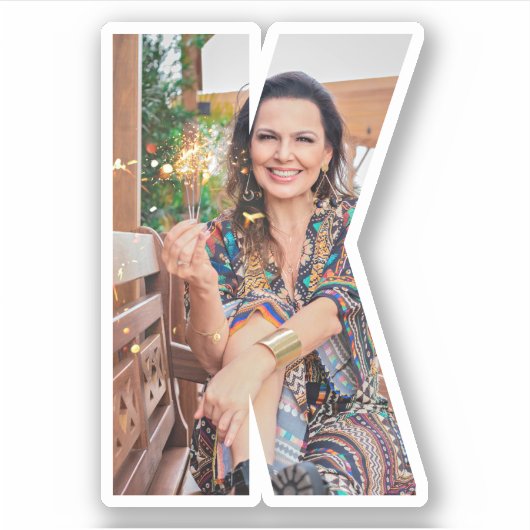 Letter K Alphabet & Photo Custom-Cut Vinyl Sticker シール (正面)