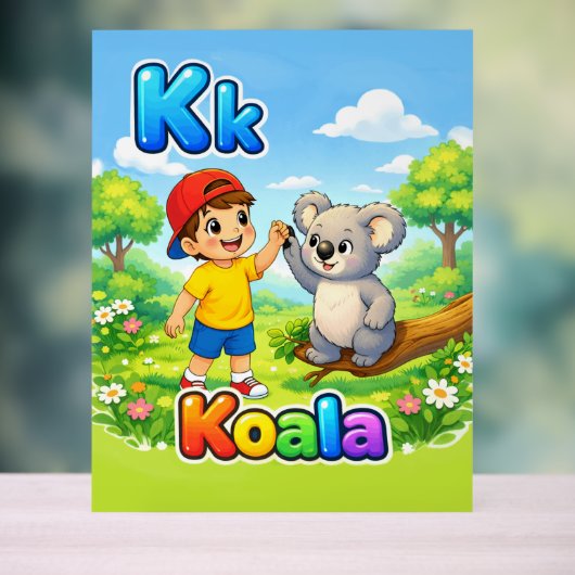 Letter K Alphabet Poster – K is for Koala  アクリルサイン (ニュートラル)