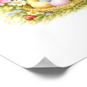 Letter K Gold Spring Nature Monogram Bluebird Kids ポスター (角)