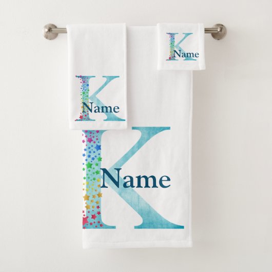 Letter K Monogram Initial Bath Gift Set バスタオルセット (インサイチュ)