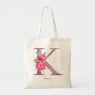 Letter K Personalized name monogram bridesmaid トートバッグ