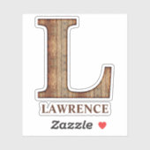 Letter L木目のテクスチャ(名前をカスタムするシール付) シール (シート)