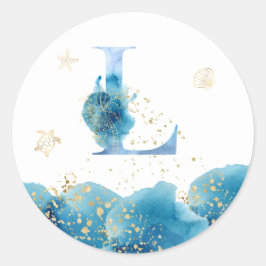 *~* LETTER L – 海海ビーチ封筒シール ラウンドシール