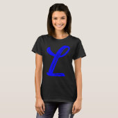Letter L Alphabet Large Blue Graphic Initial Tシャツ (正面フル)