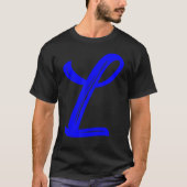 Letter L Alphabet Large Blue Graphic Initial Tシャツ (正面)