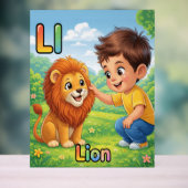 Letter L Alphabet Poster – L is for Lion  アクリルサイン (ニュートラル)