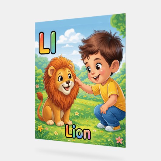 Letter L Alphabet Poster – L is for Lion  アクリルサイン (傾斜)