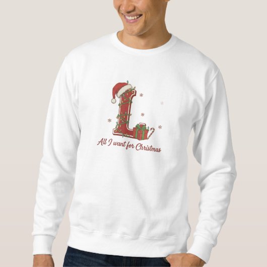 Letter L Christmas Monogram Design スウェットシャツ (正面)