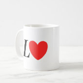Letter L Heart - Valentine Initial Love Design コーヒーマグカップ (正面左)
