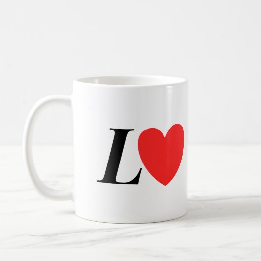 Letter L Heart - Valentine Initial Love Design コーヒーマグカップ (左)