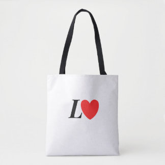 Letter L Heart - Valentine Initial Love Design トートバッグ