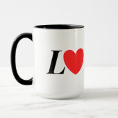Letter L Heart - Valentine Initial Love Design マグカップ (左)