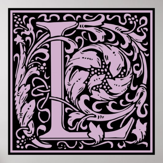 Letter L Medieval Monogram Vintage Initial ポスター (正面)