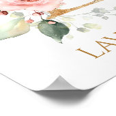 Letter L Monogram pink rose Nursery Poster ポスター (角)