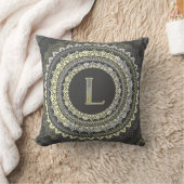 Letter L Monogram Vintage  Symmetrical Pattern クッション (ブランケット)