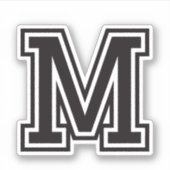 Letter Mスポーティ大学フォントアルファベット シール (正面)