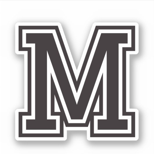 Letter Mスポーティ大学フォントアルファベット シール (正面)