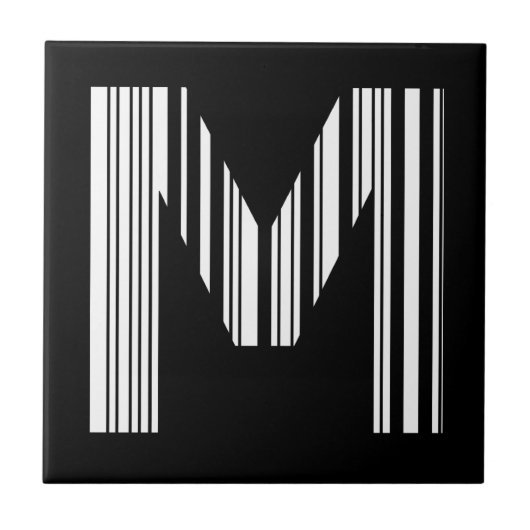 LETTER Mバーコード最初のイニシャルバーコードパターン タイル (正面)