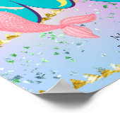 Letter Mモノグラムウォーターカラーキュートマーメイド子供部屋 ポスター (角)