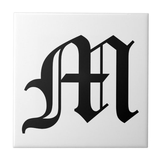 Letter M旧英語文字背景（白） タイル (正面)