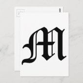 Letter M旧英語文字背景（白） ポストカード (正面/裏面)