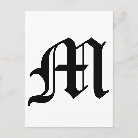 Letter M旧英語文字背景（白） ポストカード (正面)