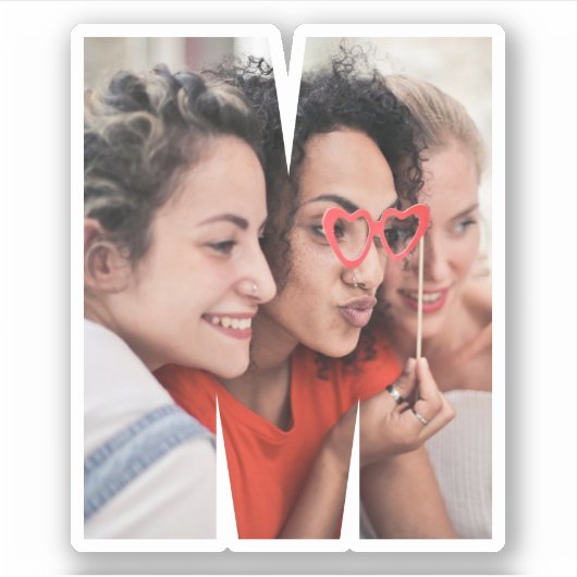 Letter M Alphabet & Photo Custom-Cut Vinyl Sticker シール (正面)