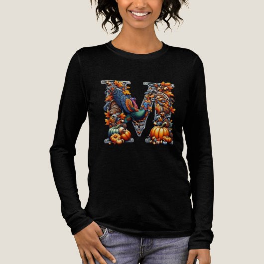 Letter m by Thanksgiving style トライブレンドTシャツ (正面)