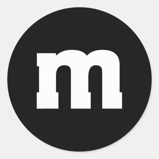 Letter M Capital Alphabet ラウンドシール (正面)