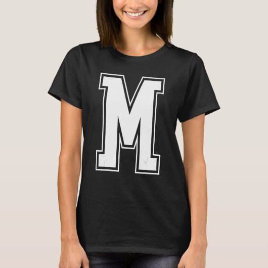 Letter M Capital Alphabet Initial Cheerleading Mon Tシャツ (正面)