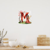 Letter M Cat Fairy Poster Feline Pet Alphabet Art ポスター (キッチン)