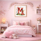 Letter M Cat Fairy Poster Feline Pet Alphabet Art ポスター
