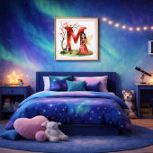 Letter M Cat Fairy Poster Feline Pet Alphabet Art ポスター