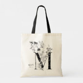 Letter M floral personalized name monogrammed トートバッグ (裏面)