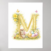 Letter M Gold Spring Nature Monogram Chipmunk Kids ポスター (正面)