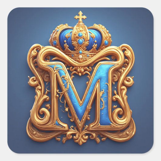 Letter M Luxury Monogram Initial Royal Style スクエアシール (正面)