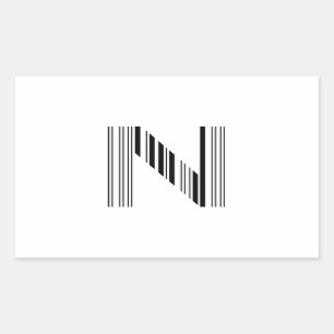 LETTER Nバーコード最初のイニシャルバーコードパターン 長方形シール