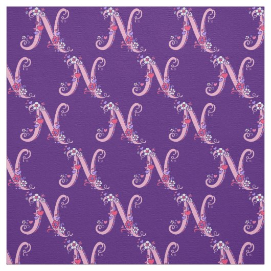 Letter Nモノグラム加飾文字カスタム布 ファブリック (見本)