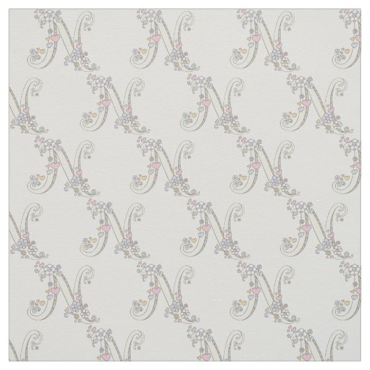 Letter Nモノグラム加飾文字カスタム布 ファブリック (見本)