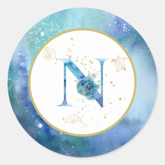 *~* LETTER N -ビーチ封航海の筒シール ラウンドシール (正面)