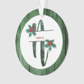 *~* Letter N 素朴 Christmas PHOTO Wood AP44 オーナメント (正面)