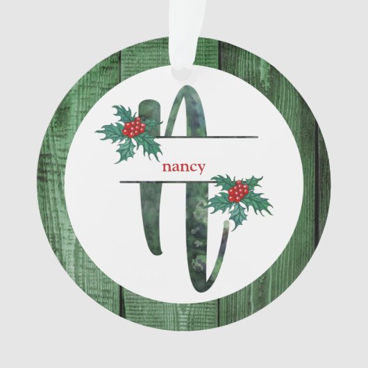 *~* Letter N 素朴 Christmas PHOTO Wood AP44 オーナメント (正面)