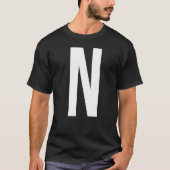 LETTER N ALPHABET MONOGRAM INITIAL Tシャツ (正面)